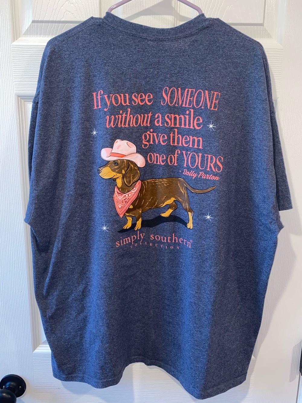 Simply Southern Cowgirl Dachshund Dolly Parton Navy Blue T- Shirt